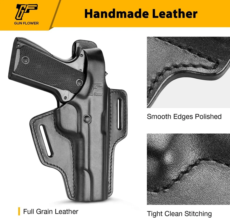 OWB Full Grain Leather Holster for Colt/Kimber/Springfield Most 1911 5'' No Rail - Image 4 of 4