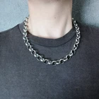 Men's Large 12mm round bracelet or necklace Rolo chain silver Steel 7-40inch