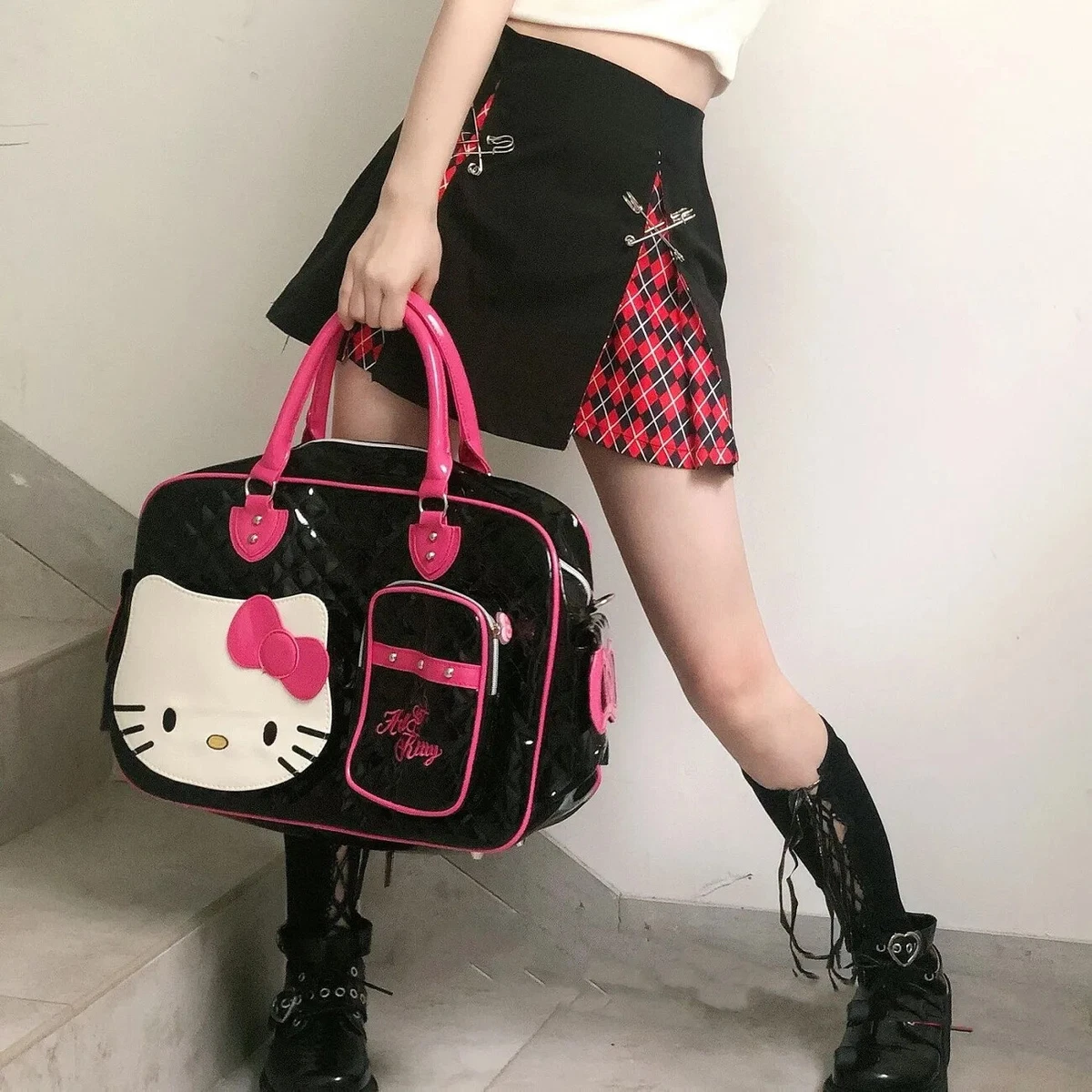 Sanrio Hello Kitty Bag Pink Leopard Print Backpack New School Bag Large  Capacity Girls Women Fashion Bag Korean Aesthetic Style