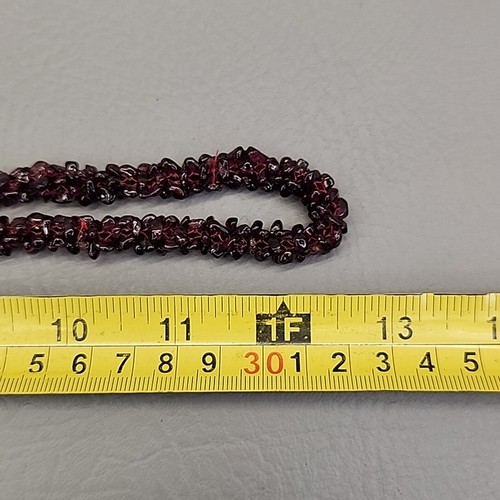 Vintage Granat Halskette Chip Perlen lila rot gewebt endlos 24" - Bild 8 von 10