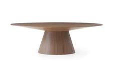 95 Brown Oval Solid Wood Pedestal Base Dining Table