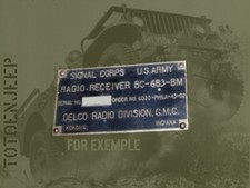 plate plaque plaquette radio BC 683 BM  ALU ...  jeep willys scr gi us ww2