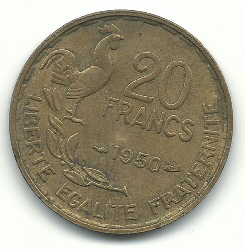 VERY NICE HIGH GRADE 1950 FRANCE 20 FRANCS COIN-AGT180