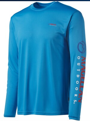 magellan outdoors men's casting crew long sleeve fishing shirt