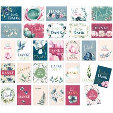 Dankeskarten 30 Karten Aquarell Blumen Set Da...
