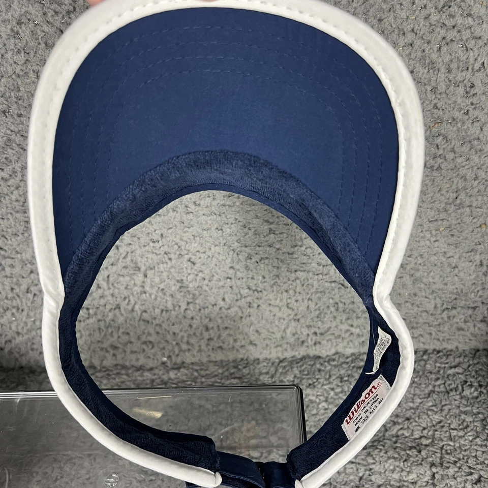 Wilson US Open Visor Hat Cap Strap Back Unisex Red Blue Stripes Adjustable VTG - Image 4 of 4