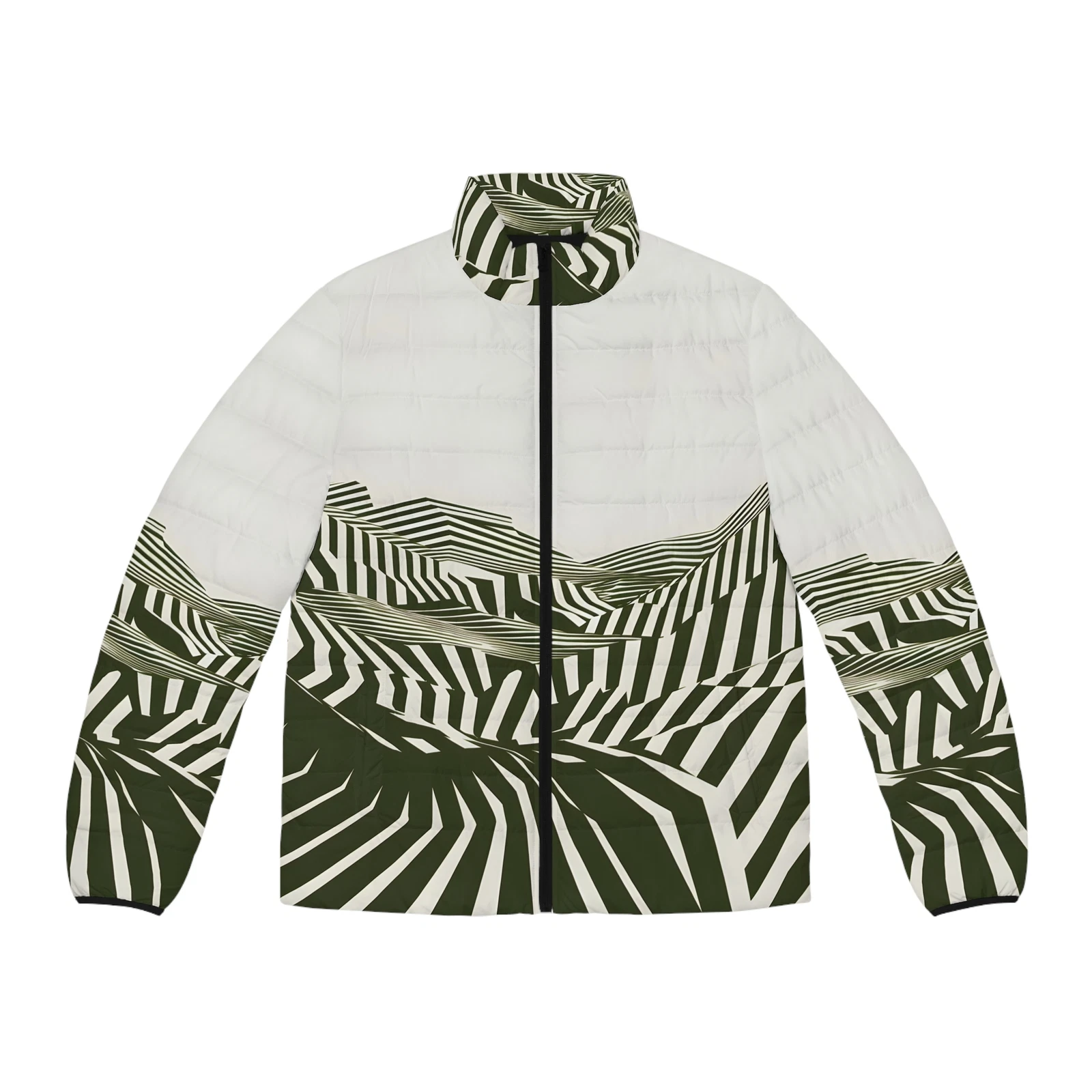 Drift Puffer Jacket All Over Print Minimal Leaf Design Stylish Outdoor Winter