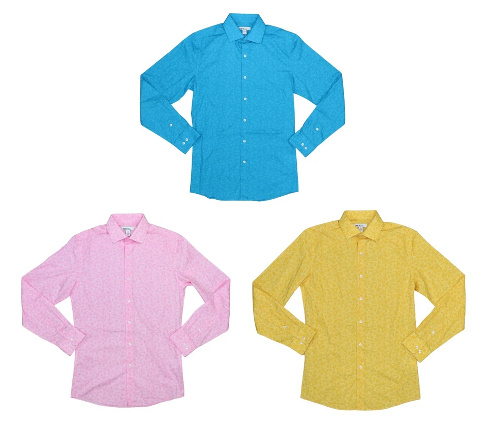 Bar III Floral Slim Fit Stretch Men's Long Sleeve Button Down Shirt NWT