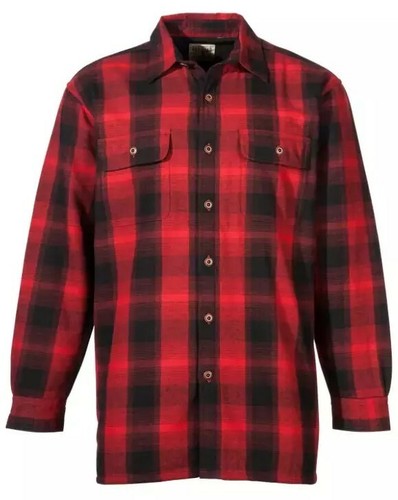 RedHead Mens Fleece-Lined Flannel Plaid Long-Sleeve Shirt - Picture 2 of 13