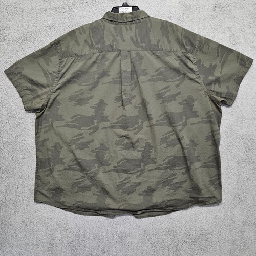 Foundry 4XL Men's Button Shirt Green Geometric Camo Print Short Sleeve - Picture 3 of 15
