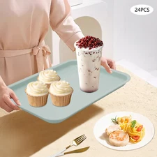 Set of 24 14 "x10" Serving Trays Blue Cafe Plastic Fast Food Tray for Eating NEW