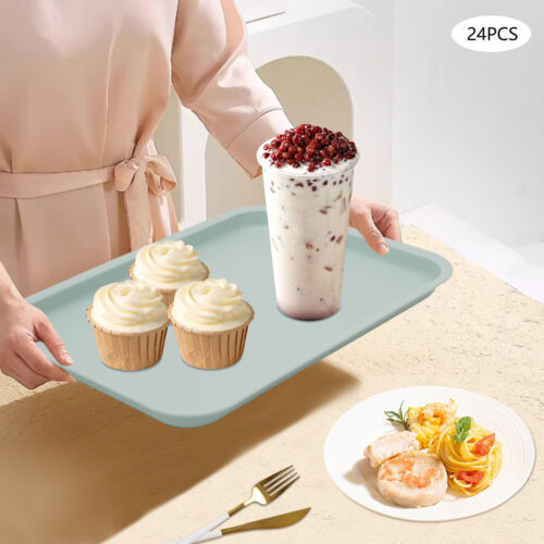 24pcs 13.39*9.45inch Fast Food Tray, PP Multi-Purpose Rectangle Serving Tray