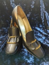andrew geller vintage leather 7.5 black gold accents