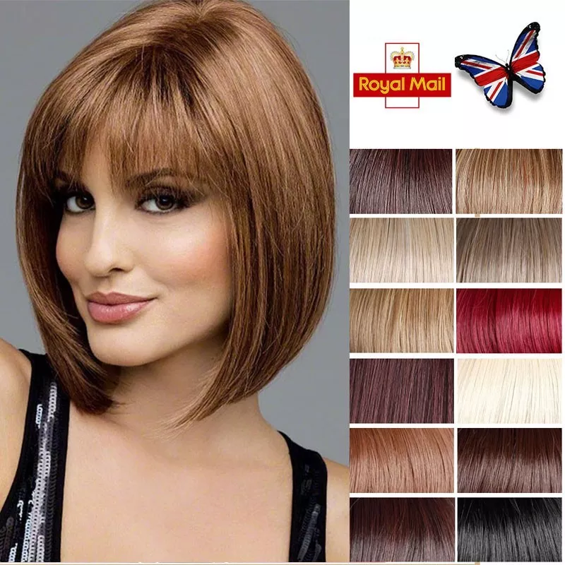 UK Post Ladies Women Short BOB Style Cut Full Wig High Quality