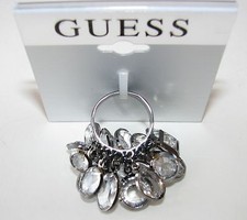 NEW GUESS WOMEN'S PEWTER TONE RING+CUT CRYSTAL RHINESTONE-SIZE 8-164213C-21