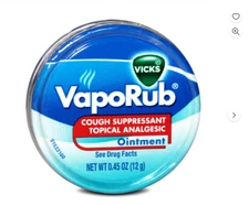 12 Pack of Vicks Vaporub Topical Ointment 12g Tin Travel Size by Vick