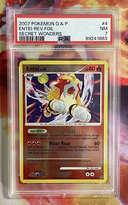 2007 Pokemon D & P Secret Wonders #4 Entei Reverse Foil PSA 7 MINT