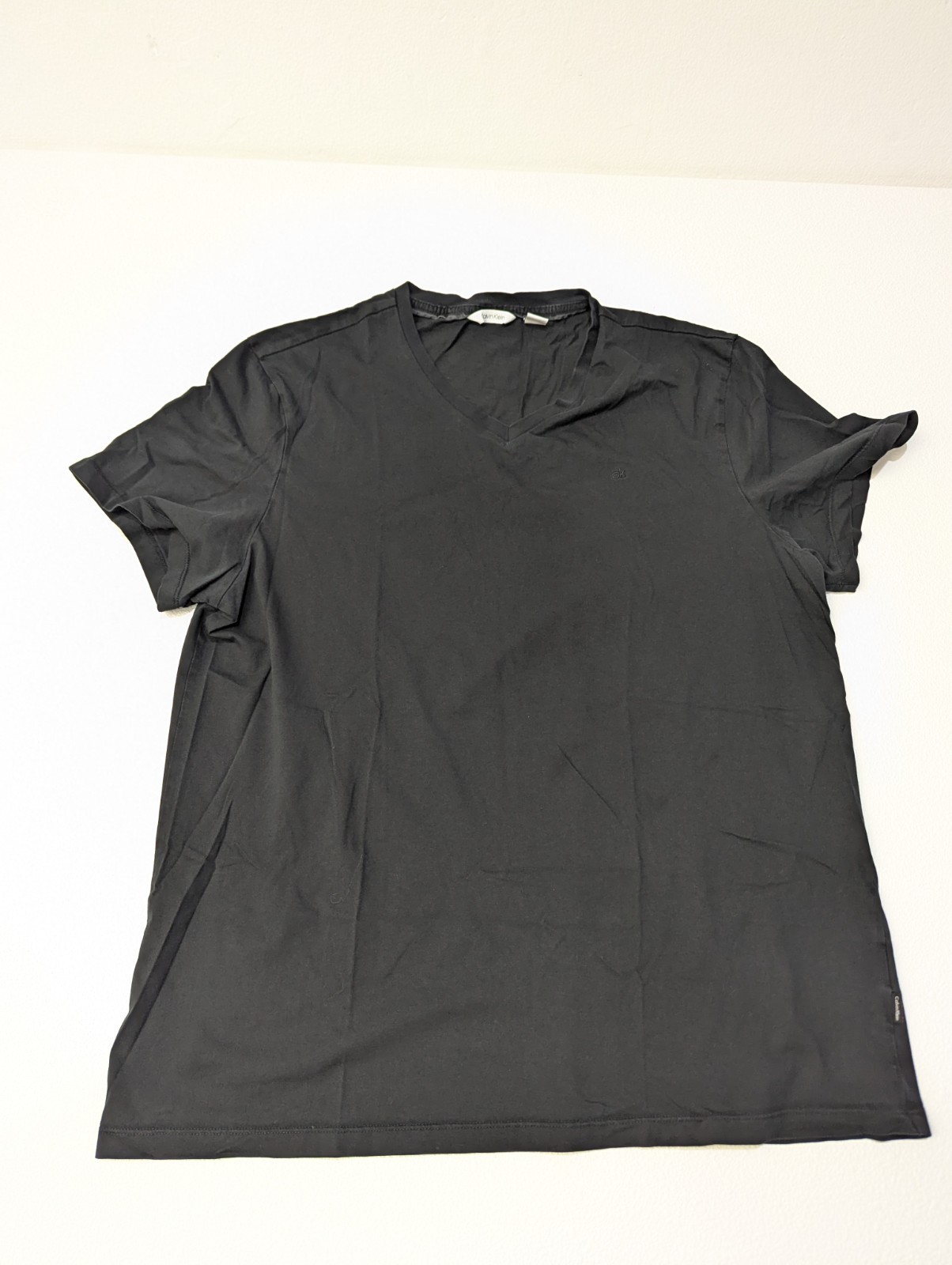 Calvin Klein Men's Black XL Short Sleeve V-Neck Logo Cotton T-Shirt