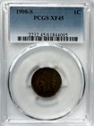 1908-S Indian Head Penny, XF 45 PCGS, NR.