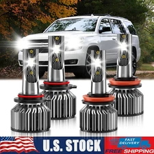 For Chevy Tahoe 2007-2021 4Pcs Front LED Headlight Bulb High Low Beam Kit 6500K