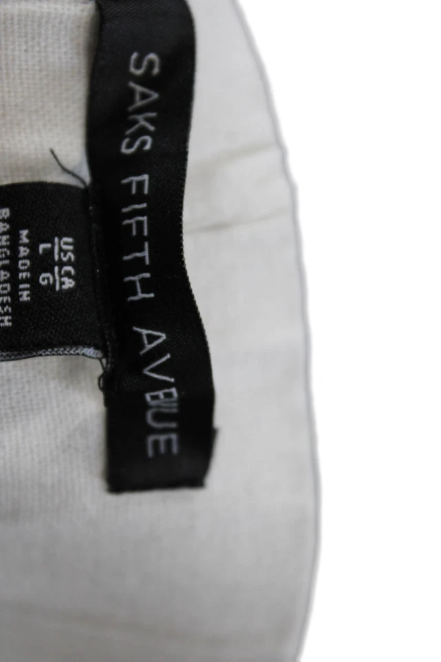 Saks Fifth Avenue Womens Cropped Jogger Pants White Button Size L - Image 4 of 4