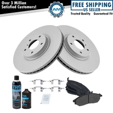 Front Semi Metallic Brake Pad & Coated Rotor Kit w/Fluids for Nissan