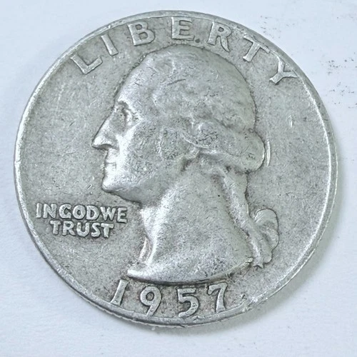 1957 D Washington Quarter 90% Silver Circulated Coin Free Shipping #7636