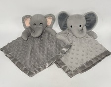 Pro Goleem Gray Elephant Lovey Security Blanket Minky Dot Satin Lot of 2 Soft