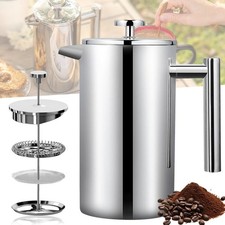French Press Kaffeebereiter Edelstahl Doppelwandig Kaffeekanne Kaffeepresse NEU