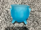 Vintage Degenhart Blue Slag Milk Glass Cauldron Toothpick