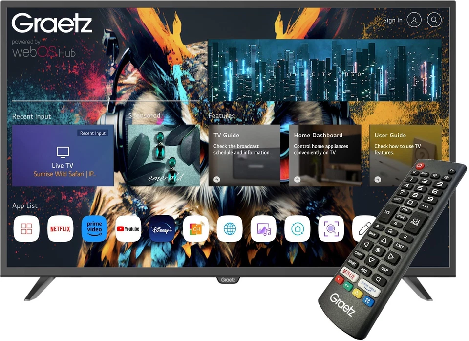 GRAETZ TV 43 POLLICI SMART LED FULLHD GR43Z1470 HDR10 WebOs2.2.BLUETOOTH ITALIA