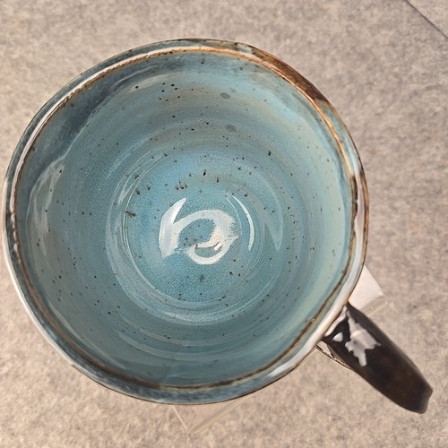 Taza de cerámica estampada marrón turquesa puntos blancos - Imagen 5 de 10