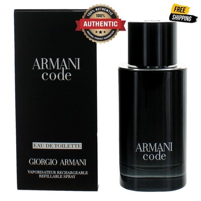 Armani Code by Giorgio Armani, 2.5 oz EDT Refillable Spray for Men