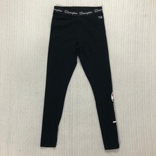 Champion Women's Black Athletic Leggings Size Medium Logo Waistband Side M