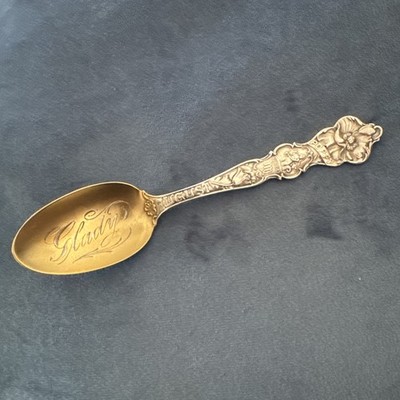 Flower of the Month by Wallace Sterling Gold Teaspoon August Poppy Virgo  5 7/8''