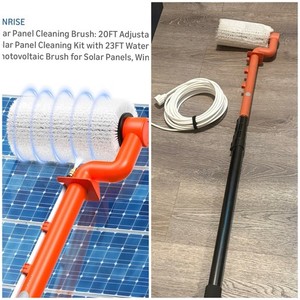 Electric Solar Panel Cleaning Brush and Pole, 20FT Telescopic Cleaning Roller Br