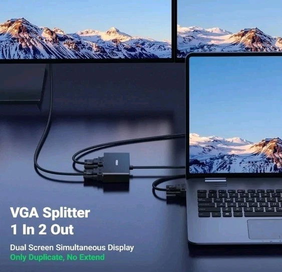 UGREEN VGA Splitter 1 in 2 Output Display Duplication Support Mirror Mode Only Y - Image 2 of 4