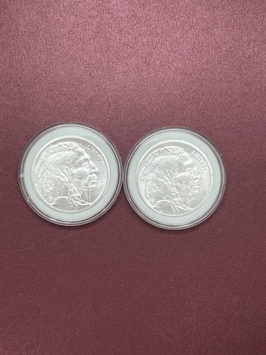 2 - Indian Head/Buffalo .999 Silver Rounds 1 Troy Oz Each