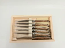 NEW! Laguiole Style Steak 6x  Knives - Stainless Steel With Wooden Handle