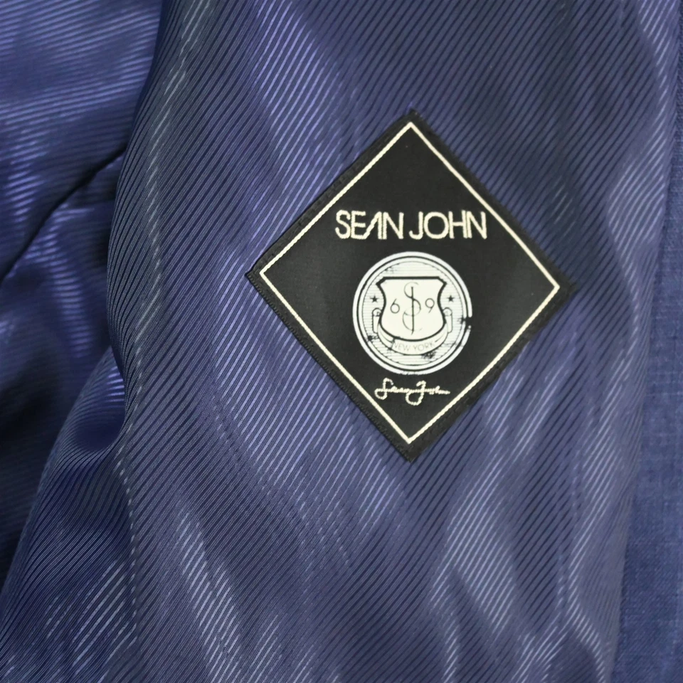Sean John 3XLR Navy Blue 100% Linen Mens Blazer Suit Jacket Sport Coat - Image 4 of 4