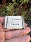 Rare Antique Advertising Celluloid Vesta Case Match Safe R. J. Read Ltd Norwich