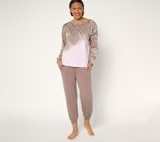 Anybody Regular Cozy Knit Tie-Dye Top and Jogger Set SmkyTaupe/Lvndr XS New