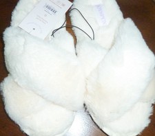Joyspun Women's Ivory Slip-on Open Toe Slippers Size 6