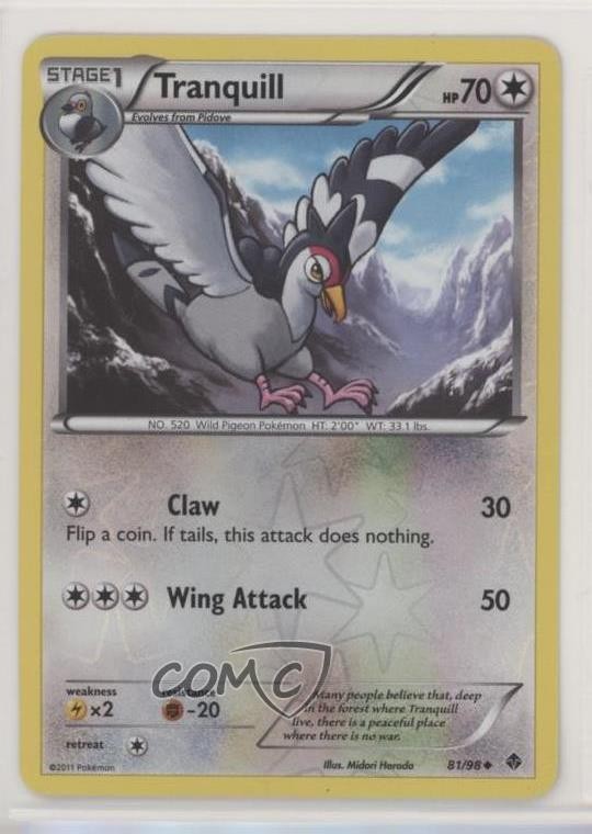 Tranquill Reverse Foil Pokémon Black & White: Emerging Powers #81