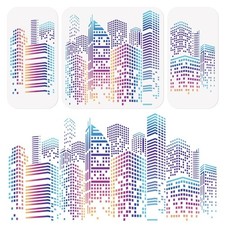 3Pcs Skyscraper Cityscape Skyline City Buildings Stencils Template DIY White