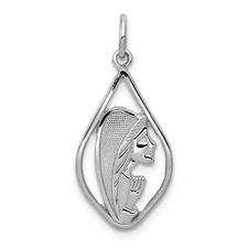 14k White Gold Mary Blessed Virgin Charm Pendant