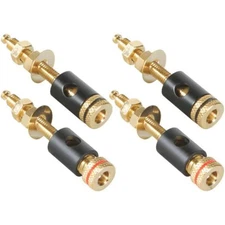 Parts Express Binding Post Banana Jack with 1" Thread 2 Pair Black Gold