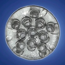 Flower Frog Vintage Glass Bud Stem Holder 11 Hole 3 1/2" W x 1 1/2" H MCM Retro