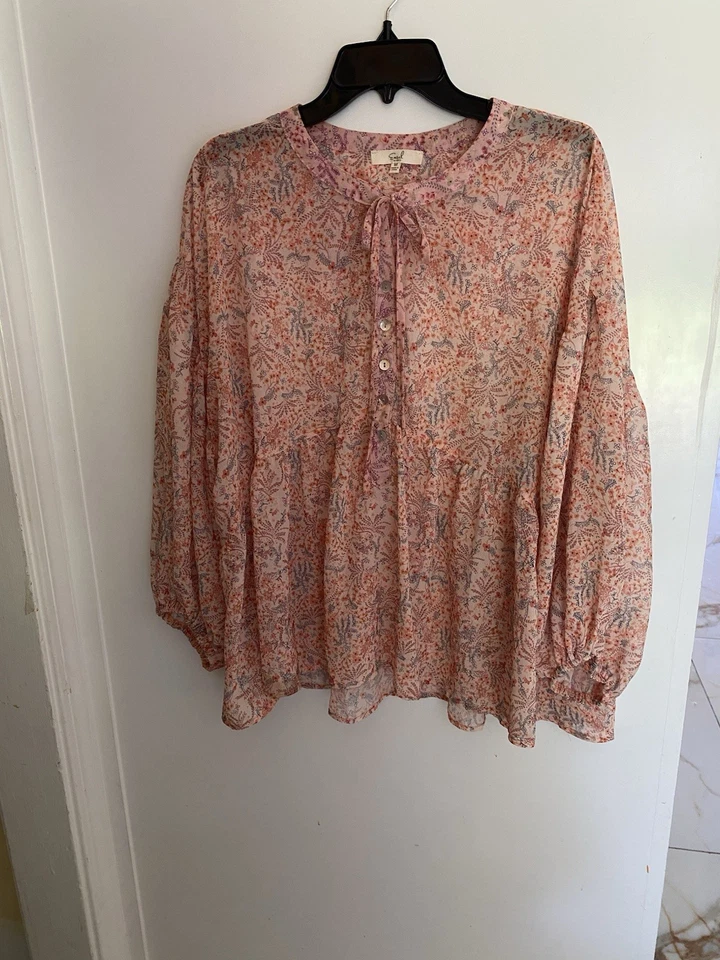 Easel Women's Mauve Floral Top with Tassels. Size S New with Tags Foto 2 de 4