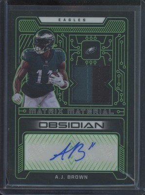 2022 Panini Obsidian Football A.J. Brown #MMA-AJB Matrix Material Auto Green /50